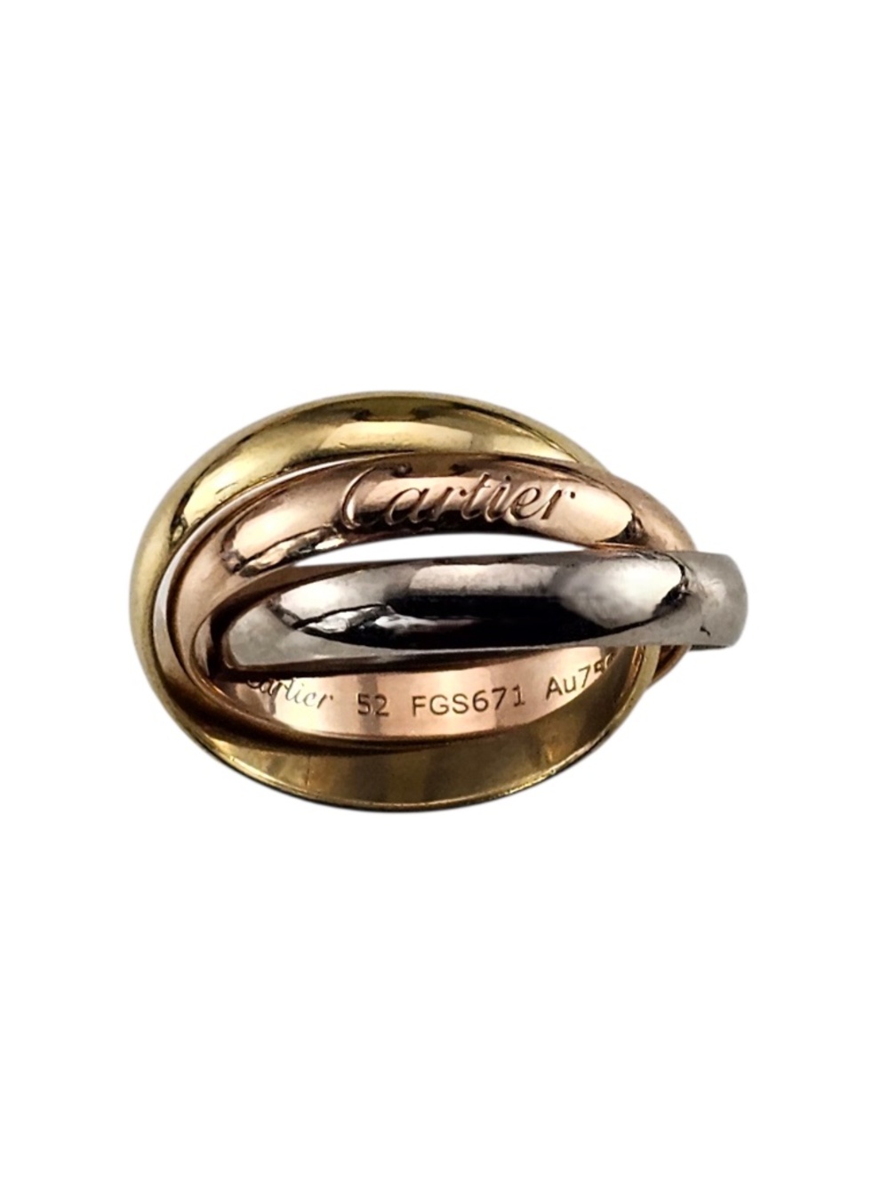 Cartier 18K Trinity Tricolor Rolling Band Ring Size 6 #24499